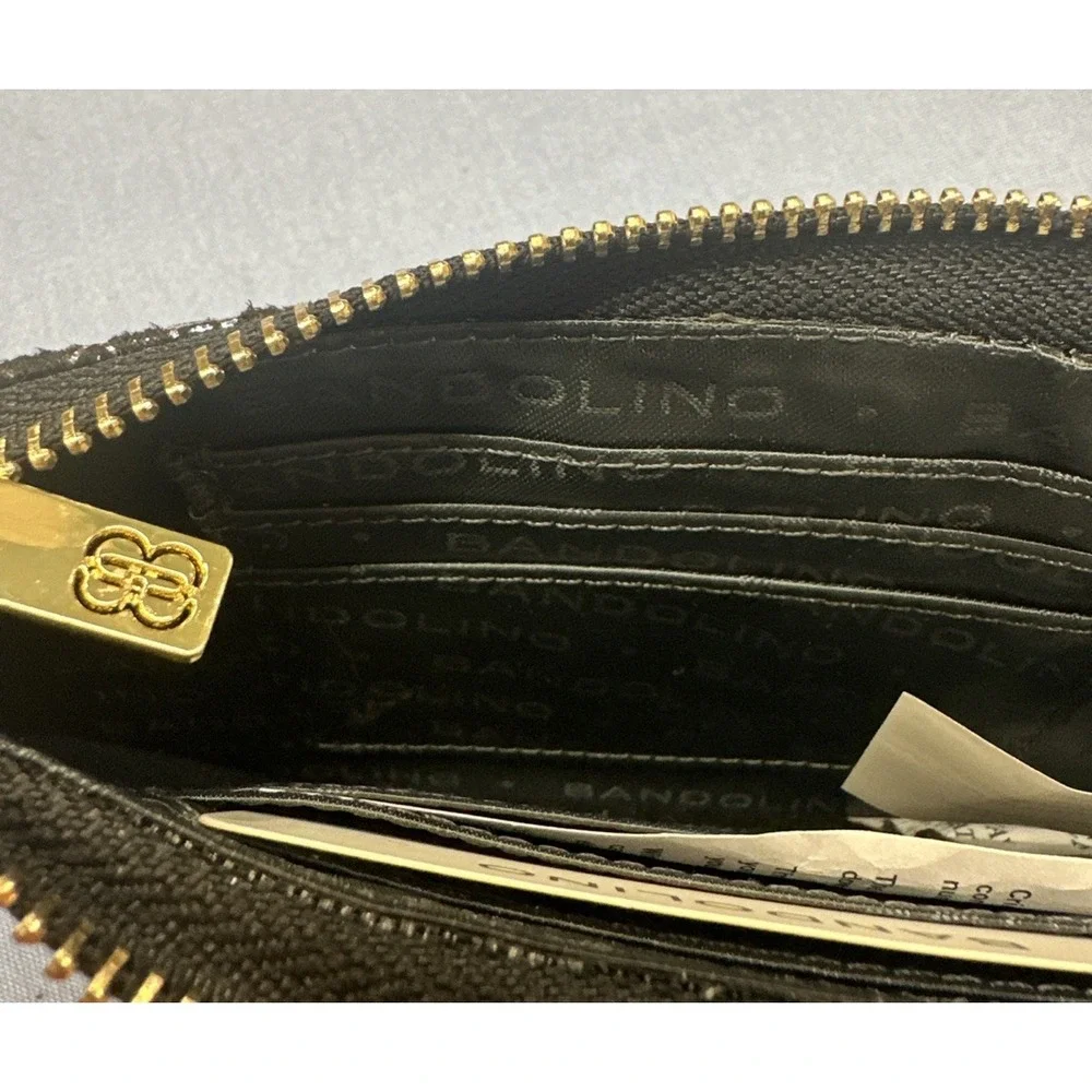 BANDOLINO Gold Chain Link Wristlet Wallet Faux‎ Python Skin Metallic Multi RDIF